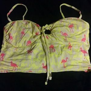 Yellow and pink flamingo bathing suit top